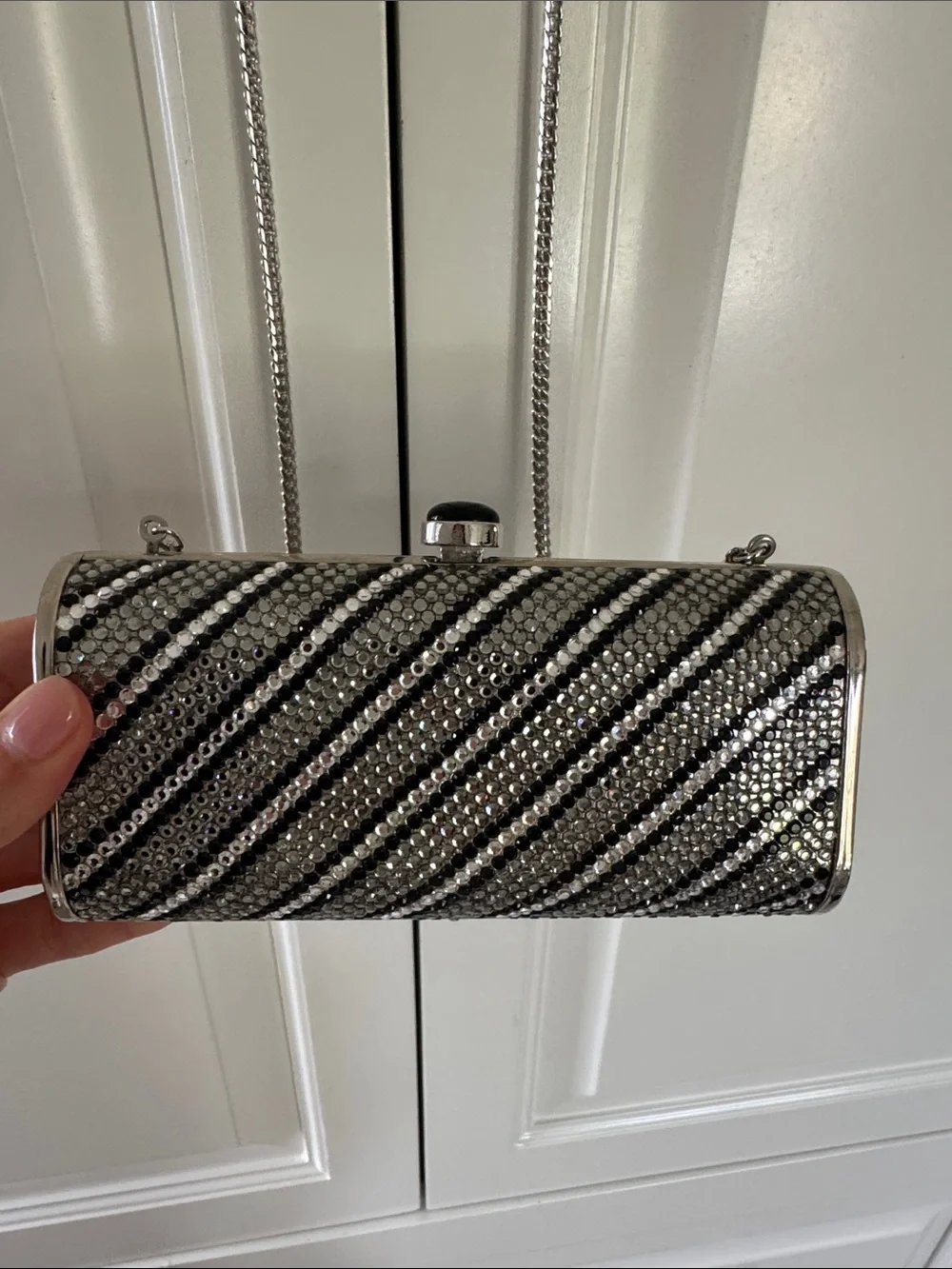 Vintage Landau Crystal Evening Clutch with Chain Strap